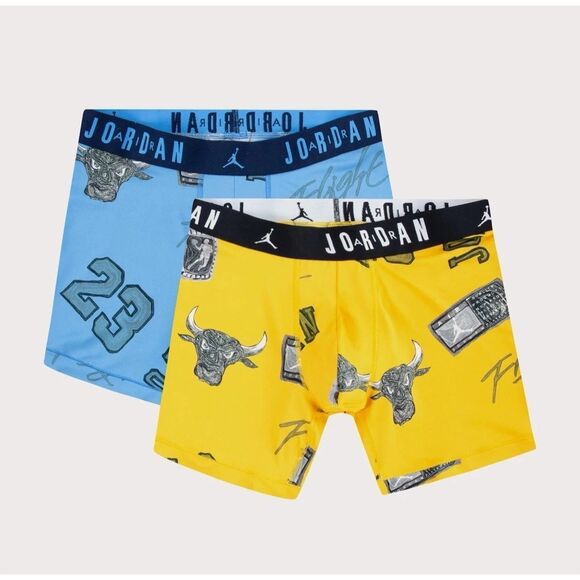 Jordan JM0671-Y2E Men's Sz XL Yellow/Blue Flight Micro Boxer Briefs, 2-Pack - Picture 7 of 7